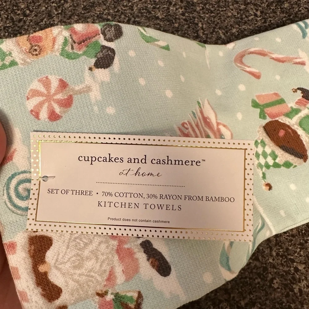 Cupcakes and Cashmere Christmas Blue Elves Kitchen Towels